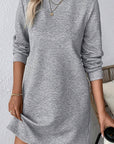 Apricot Textured Long Sleeve Mini Shift Dress