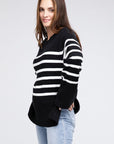 Ribbed Hem Stripe Sweater