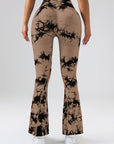 High-Waist Tummy Control Flare Yoga Pants For Women, Tie-Dye Stretch
