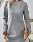 Apricot Textured Long Sleeve Mini Shift Dress