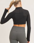 High-Neck Cropped Top Long Sleeves with Thumbholes