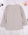 Apricot V Neck 3/4 Sleeve Hem Shirt
