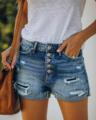 Ripped Denim Shorts High Waist