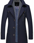 Layered Collar Button Front Mid Length Coat