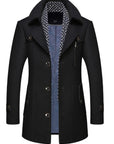 Layered Collar Button Front Mid Length Coat