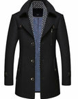 Layered Collar Button Front Mid Length Coat