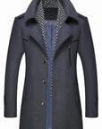 Layered Collar Button Front Mid Length Coat