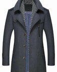 Layered Collar Button Front Mid Length Coat