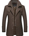 Layered Collar Button Front Mid Length Coat