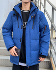 High Collar Puffer Jacket With Removable Hood