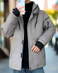 High Collar Puffer Jacket With Removable Hood