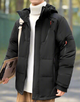 High Collar Puffer Jacket With Removable Hood