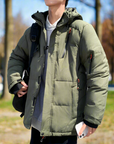 High Collar Puffer Jacket With Removable Hood