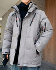 High Collar Puffer Jacket With Removable Hood