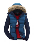 Two Tone Puffer Jacket with Removable Hood