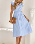 Womens V Neck Ruffle Sleeve Summer Dress