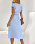 Womens V Neck Ruffle Sleeve Summer Dress