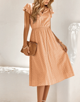 Womens V Neck Ruffle Sleeve Summer Dress