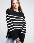 Ribbed Hem Stripe Sweater