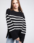 Ribbed Hem Stripe Sweater
