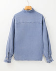 Beau Blue Ruffled Long Sleeve Denim Shirt