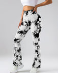 High-Waist Tummy Control Flare Yoga Pants For Women, Tie-Dye Stretch