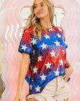 BiBi American Theme Star Pattern Sequin Top