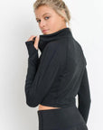 Zip-Up Crop Jacket with Thumbholes