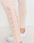 High Waist Hybrid Mesh & Lattice Straps Leggings