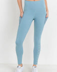High Waist Hybrid Mesh & Lattice Straps Leggings