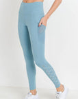 High Waist Hybrid Mesh & Lattice Straps Leggings