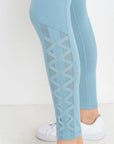 High Waist Hybrid Mesh & Lattice Straps Leggings