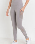 High Waist Hybrid Mesh & Lattice Straps Leggings