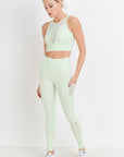 High Waist Hybrid Mesh & Lattice Straps Leggings