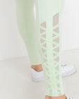 High Waist Hybrid Mesh & Lattice Straps Leggings