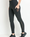 High Waist Hybrid Mesh & Lattice Straps Leggings