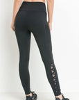 High Waist Hybrid Mesh & Lattice Straps Leggings