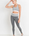 High Waist Heather Grey Stripes Leggings