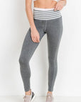 High Waist Heather Grey Stripes Leggings