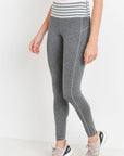 High Waist Heather Grey Stripes Leggings