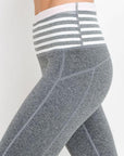 High Waist Heather Grey Stripes Leggings
