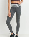 High Waist Heather Grey Stripes Leggings