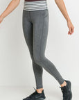 High Waist Heather Grey Stripes Leggings