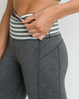 High Waist Heather Grey Stripes Leggings