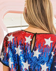 BiBi American Theme Star Pattern Sequin Top