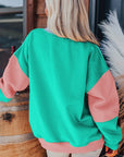 Blossom Colorblock Patchwork Drop Shoulder Sweatshirt