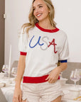BiBi USA Metallic Letter Color Block Knit Top