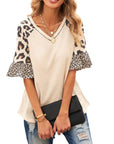Womens Leopard Print Sleeve Top