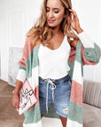 Green Colorblock Stripe Open-Front Cardigan