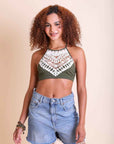 Crochet Lace High Neck Bralette